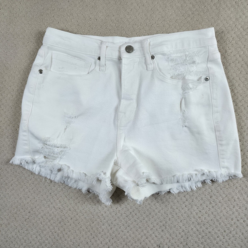 Good American Good 90s White Jean‎ Shorts Womens Size 2/26 Distressed Cut Off